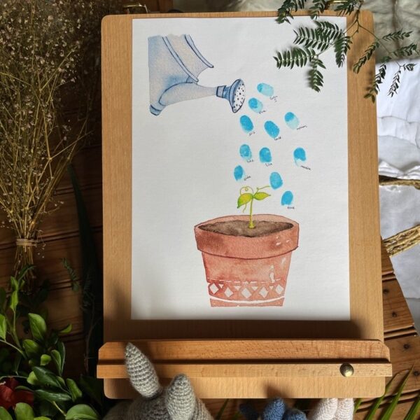 Affiche à empreintes - Arrosoir bleu – Image 2