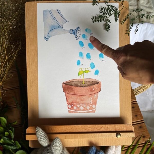 Affiche à empreintes - Arrosoir bleu – Image 3