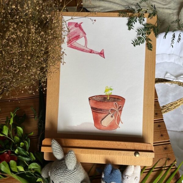Affiche à empreintes - Arrosoir rose