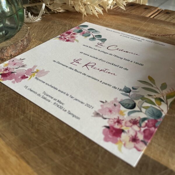 Faire-part Mariage Feuillage Sakura – Image 3