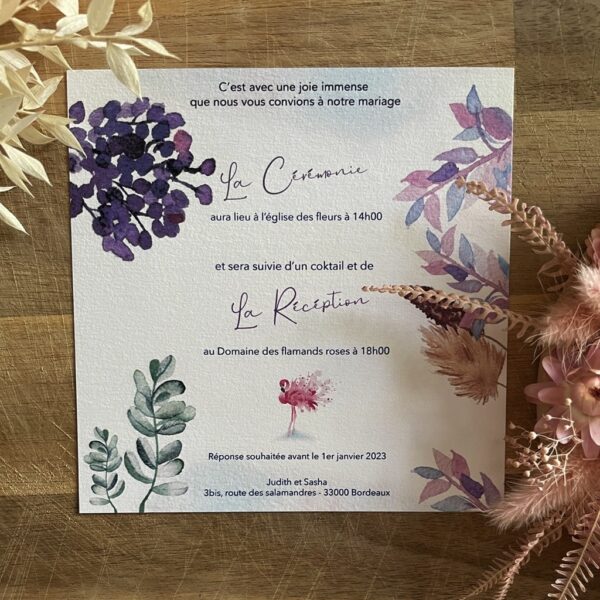 Faire-part Mariage Flamand rose – Image 2