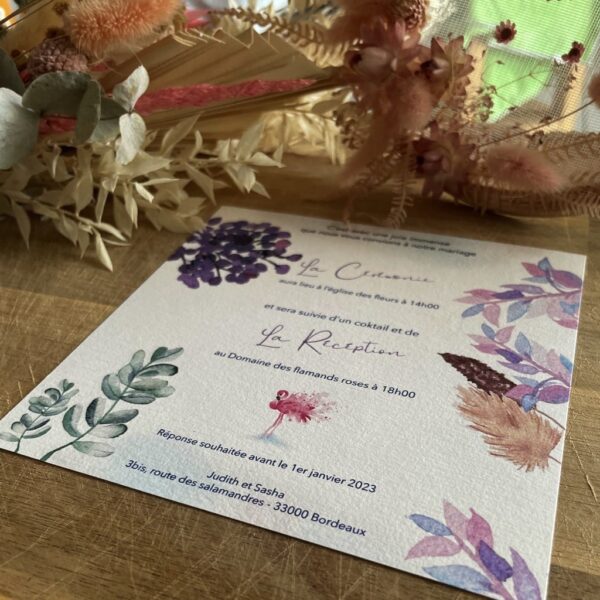 Faire-part Mariage Flamand rose – Image 5